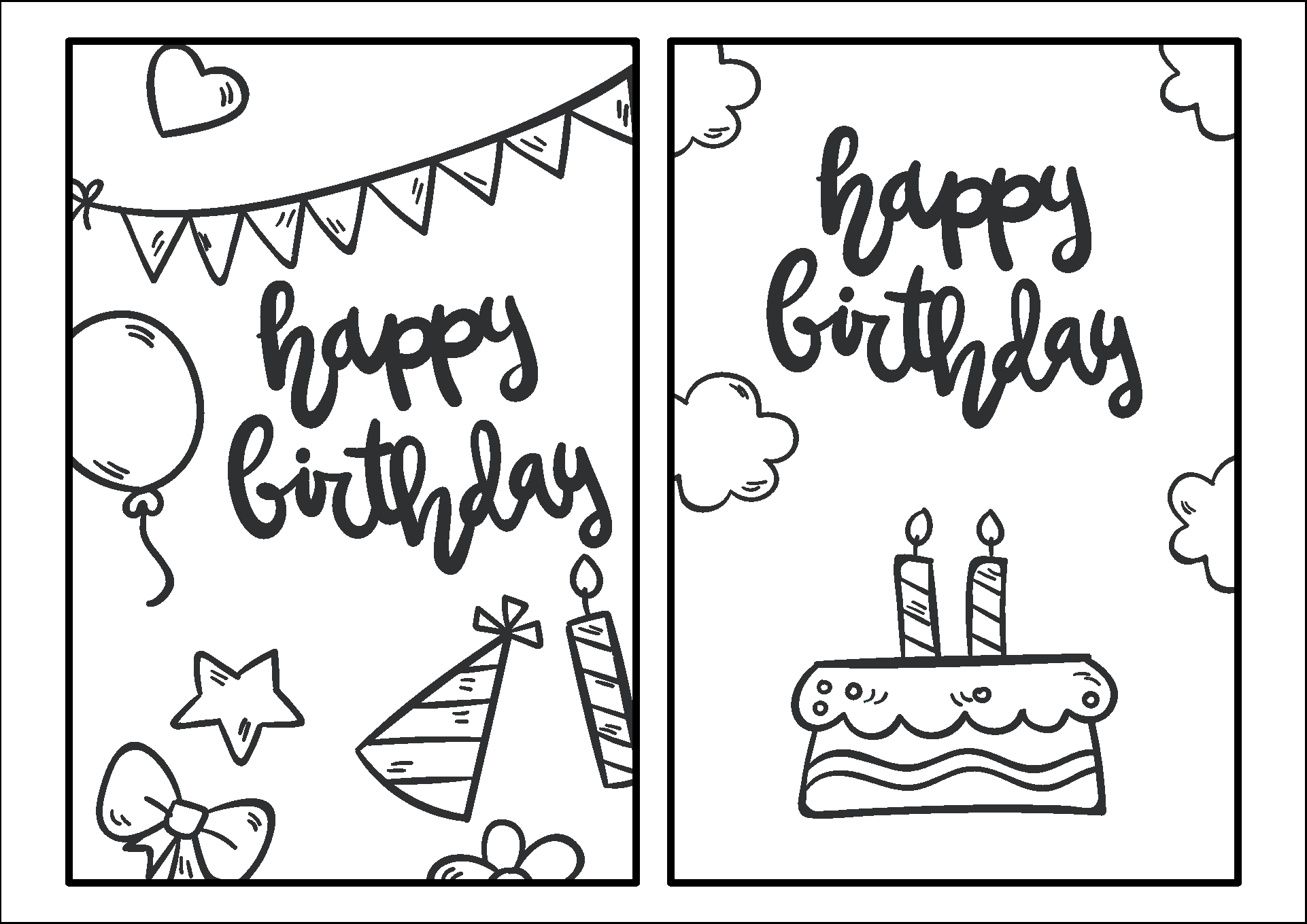 Birthday Cards To Color 12 Free PDF Printables Printablee