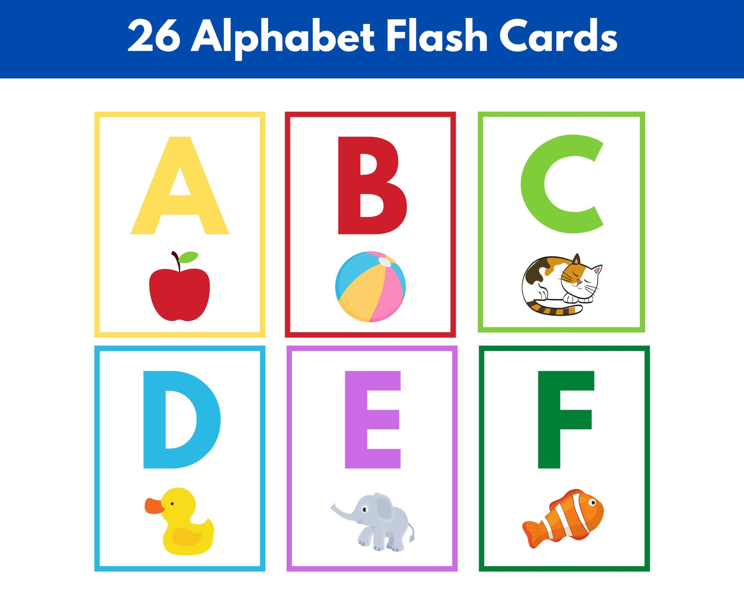 Colorful Alphabet Flash Cards ABC Flashcards Printable Full Color With 
