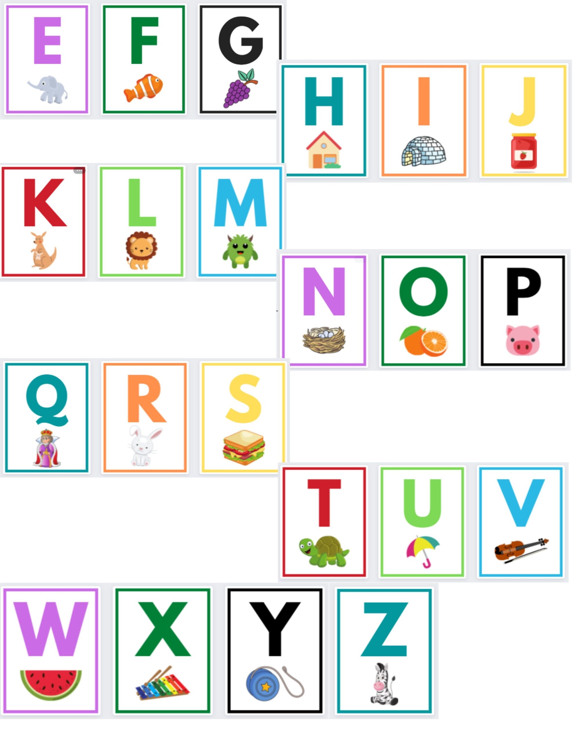 Colorful Alphabet Flash Cards ABC Flashcards Printable Full Color With Colorful Alphabet Flash Cards ABC Flashcards Printable Full Color With