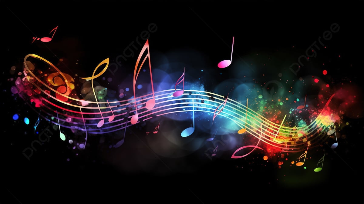 Colorful Music Notes On A Black Background Music Notes Picture Music 