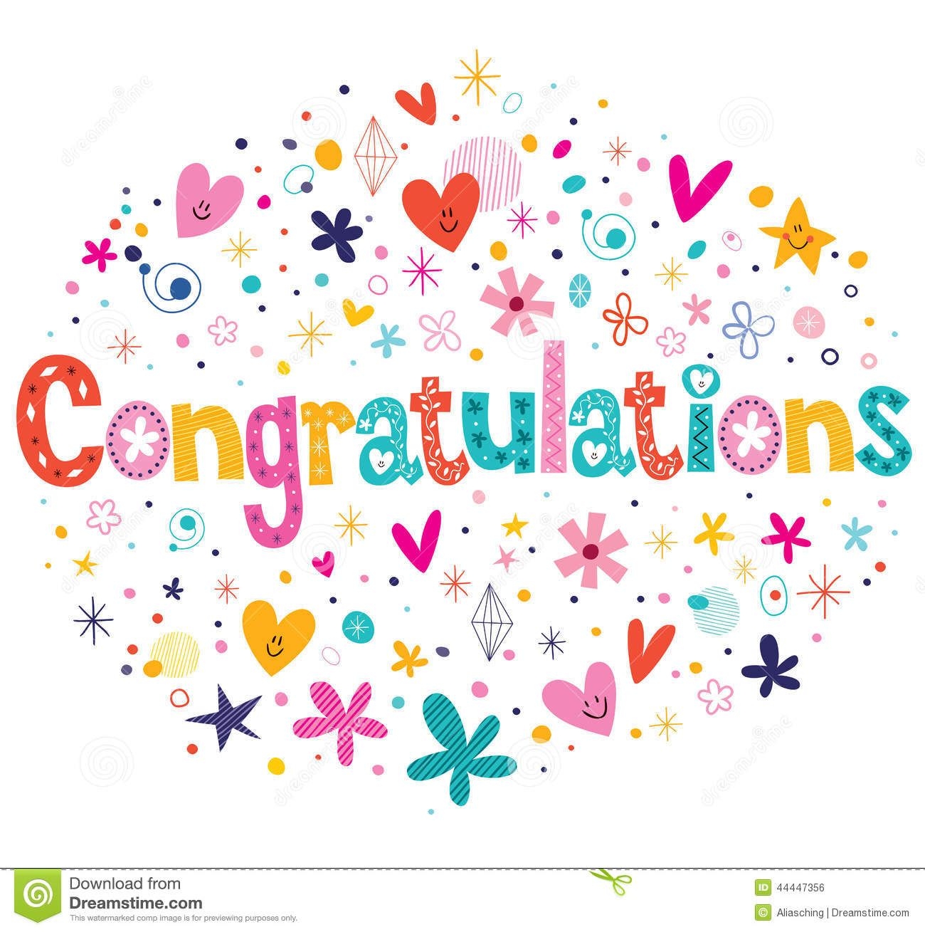 Congratulations Typography Lettering Decorative Text Card Design 