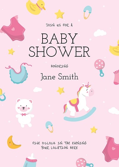 Cute Baby Shower Invitation Card Premium Vector Template Rawpixel