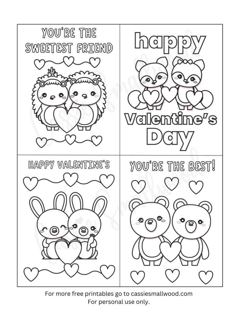 Cute Printable Valentine 39 s Day Cards To Color Cassie Smallwood
