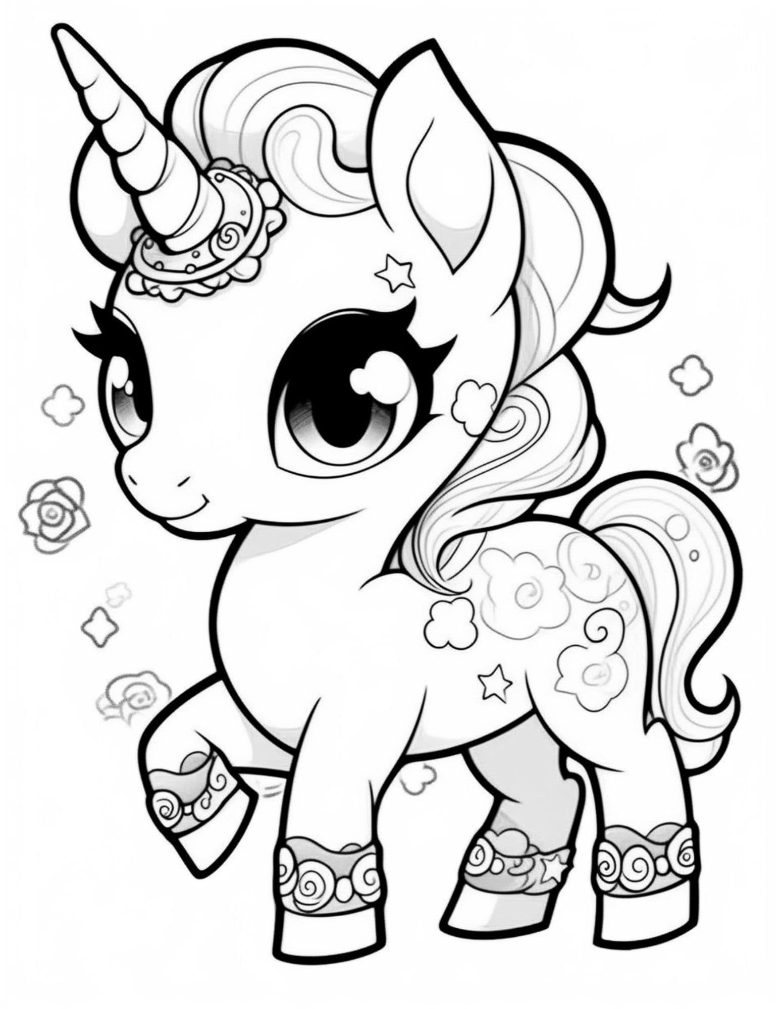 Cute Unicorn Coloring Pages For Kids