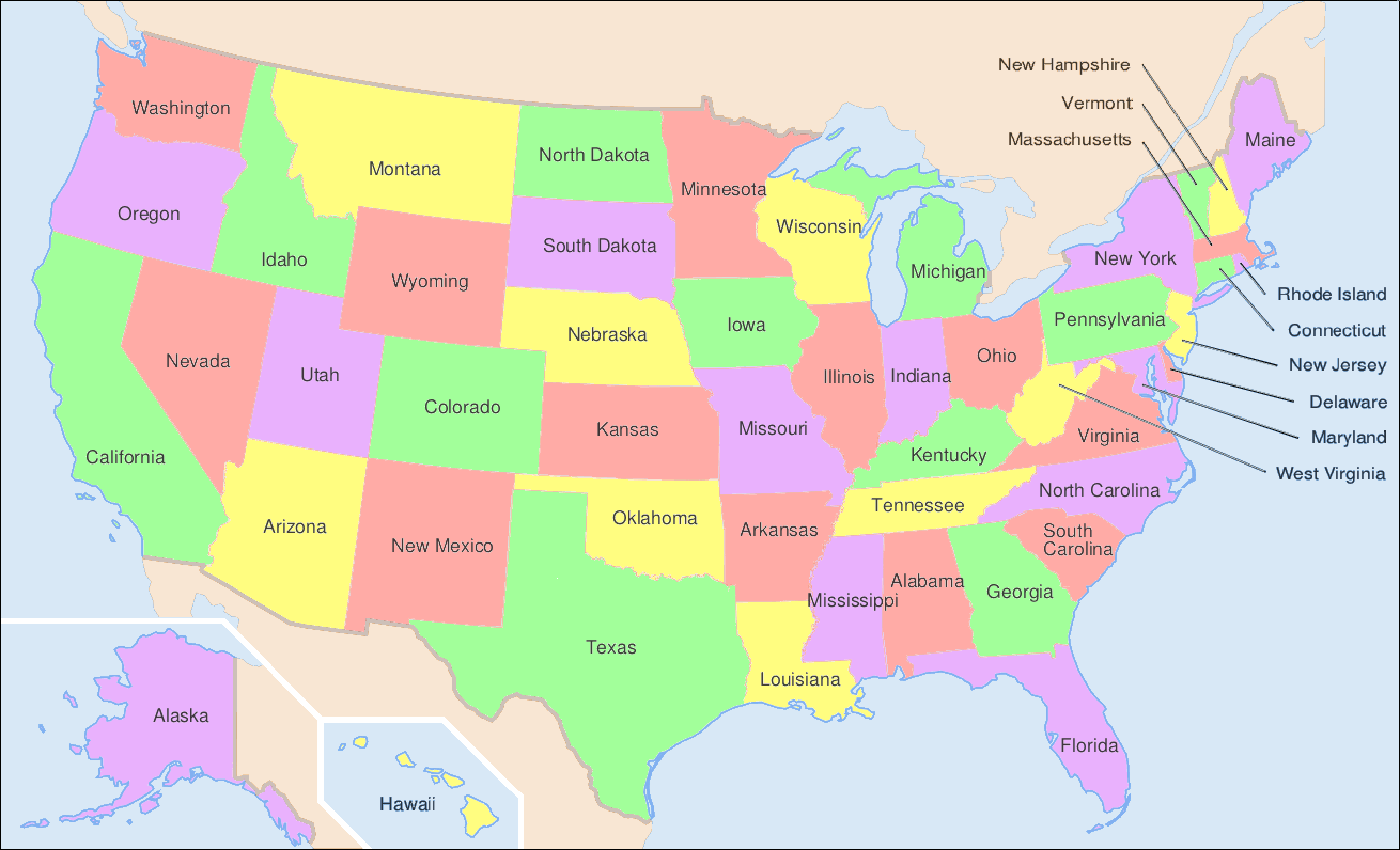 File Map Of USA Showing State Names png