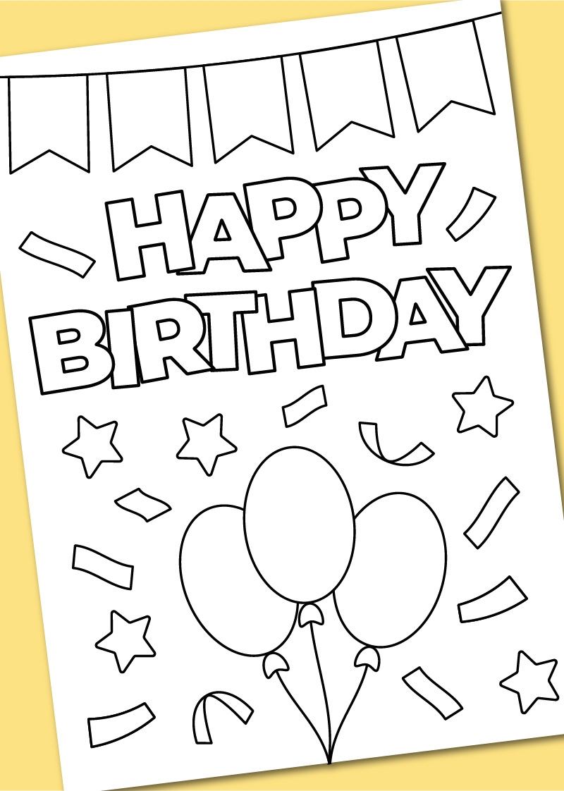 Free Colorable Printable Birthday Cards