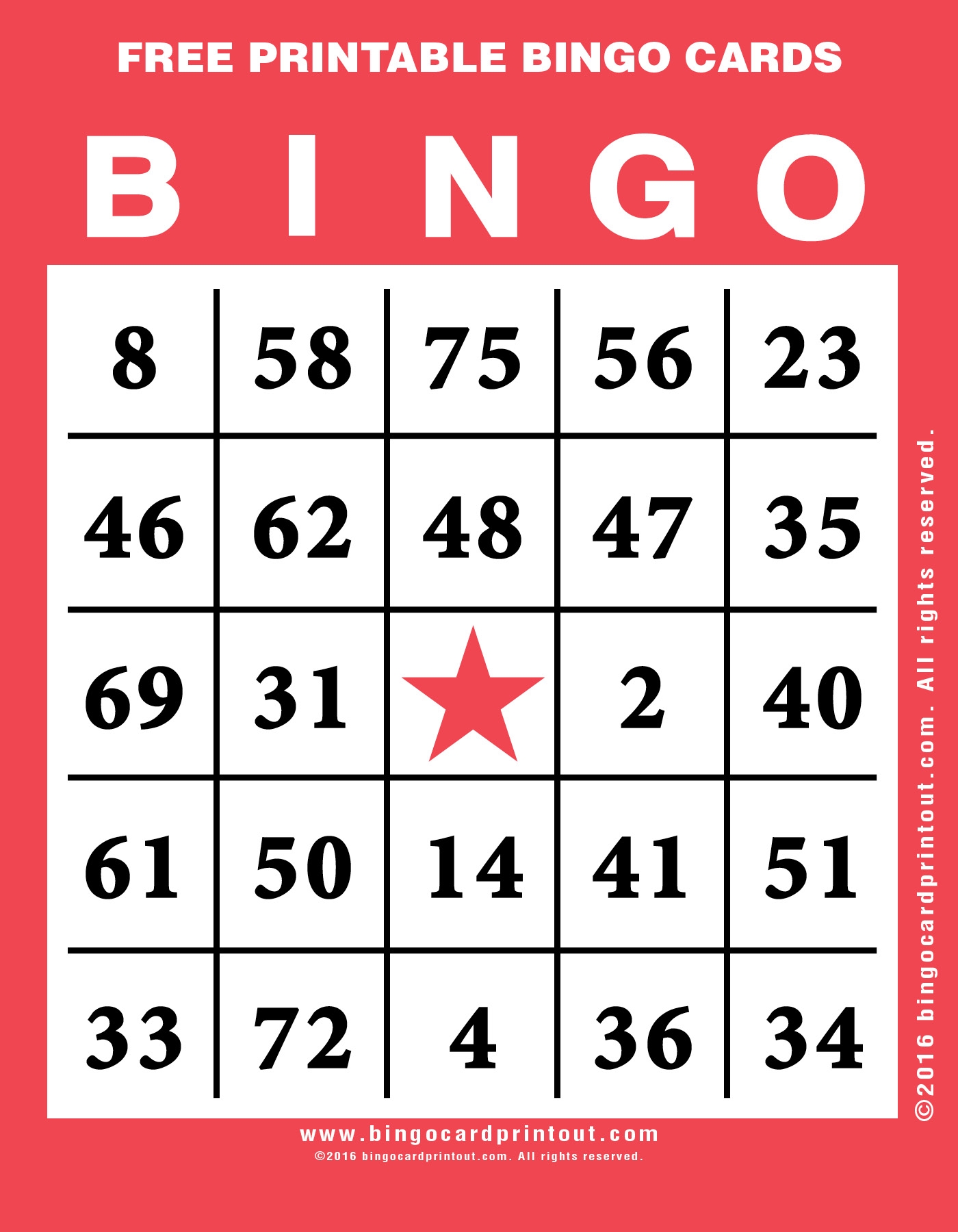 Free Printable Bingo Card Generator