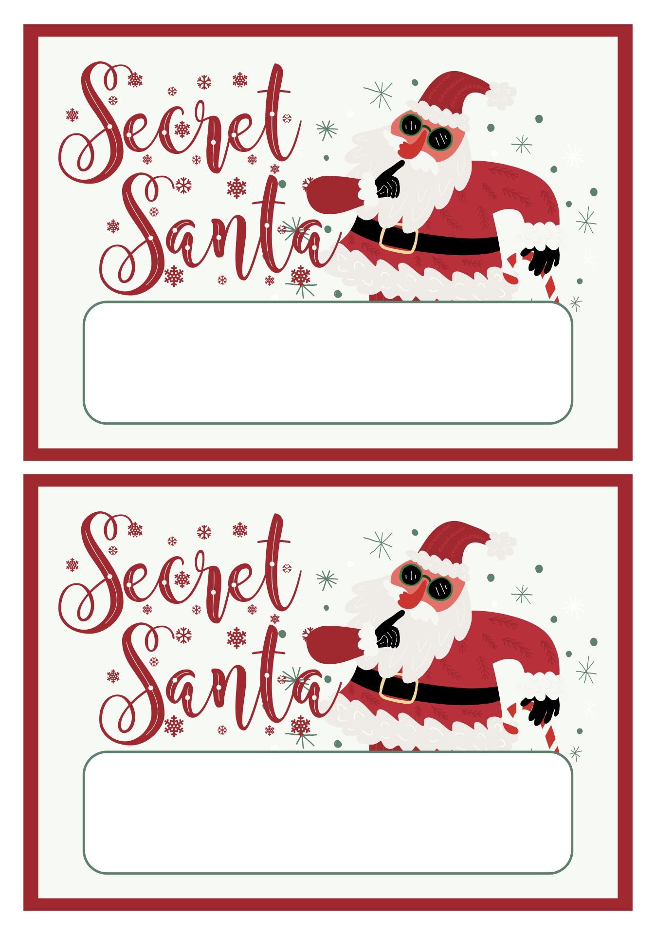 Free Printable Secret Santa Cards Infoupdate