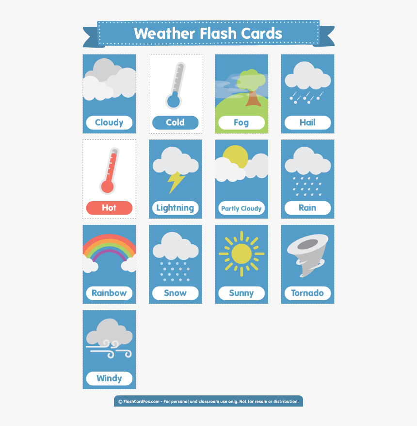 Free Printable Weather Flash Cards Free Printable Weather Flashcards