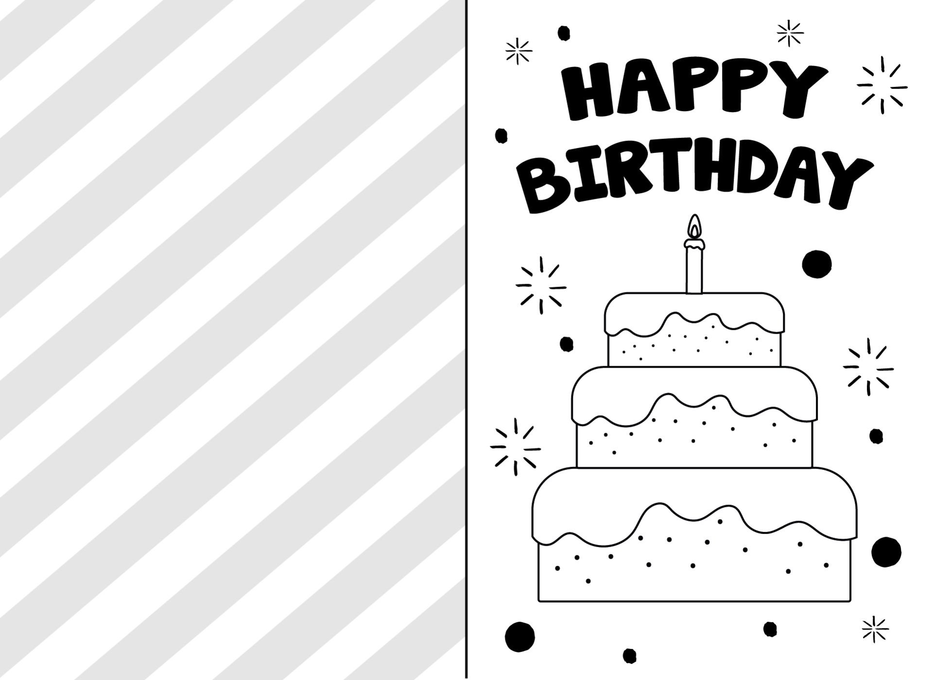 Happy Birthday Printable Cards Black And White