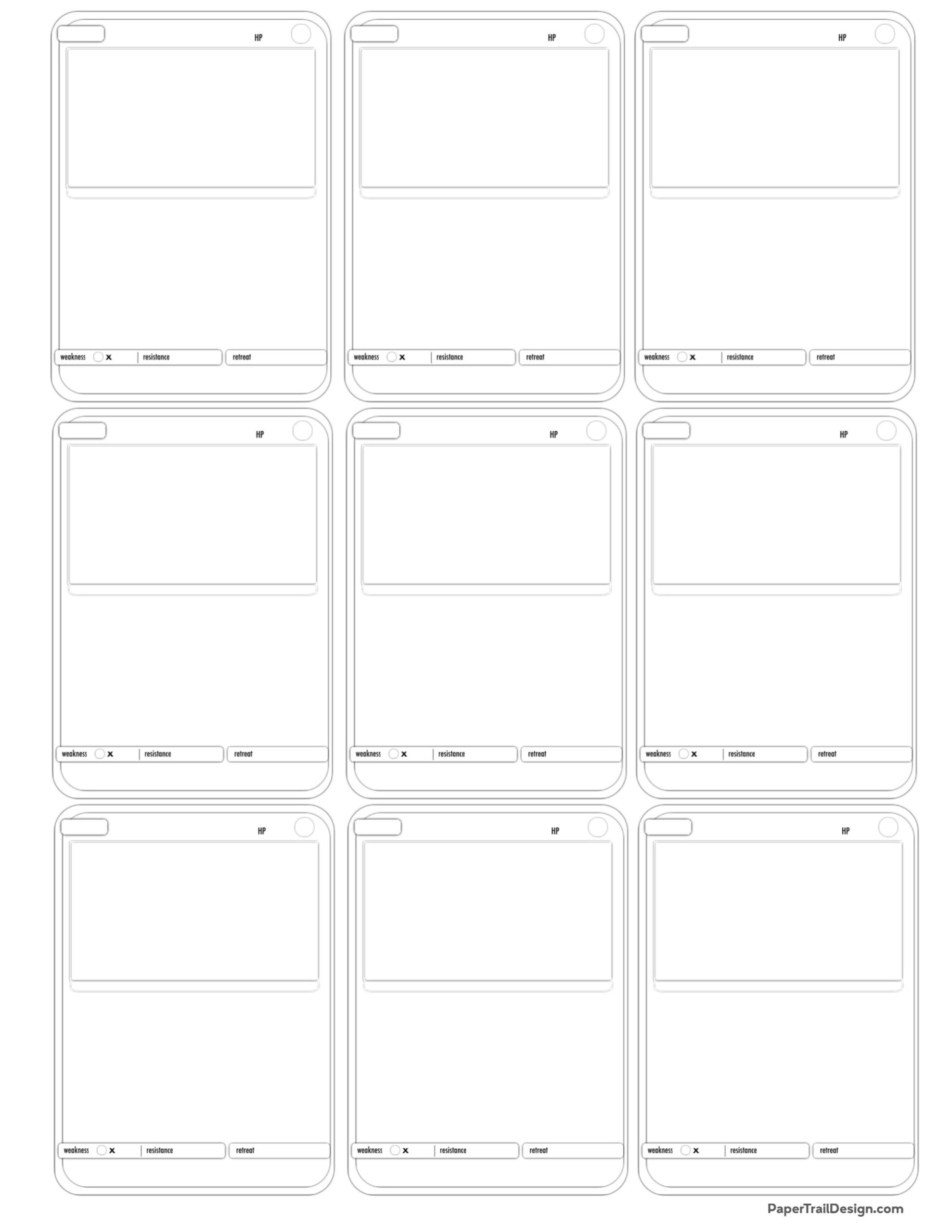 Pok mon Card Template Free Printable Paper Trail Design