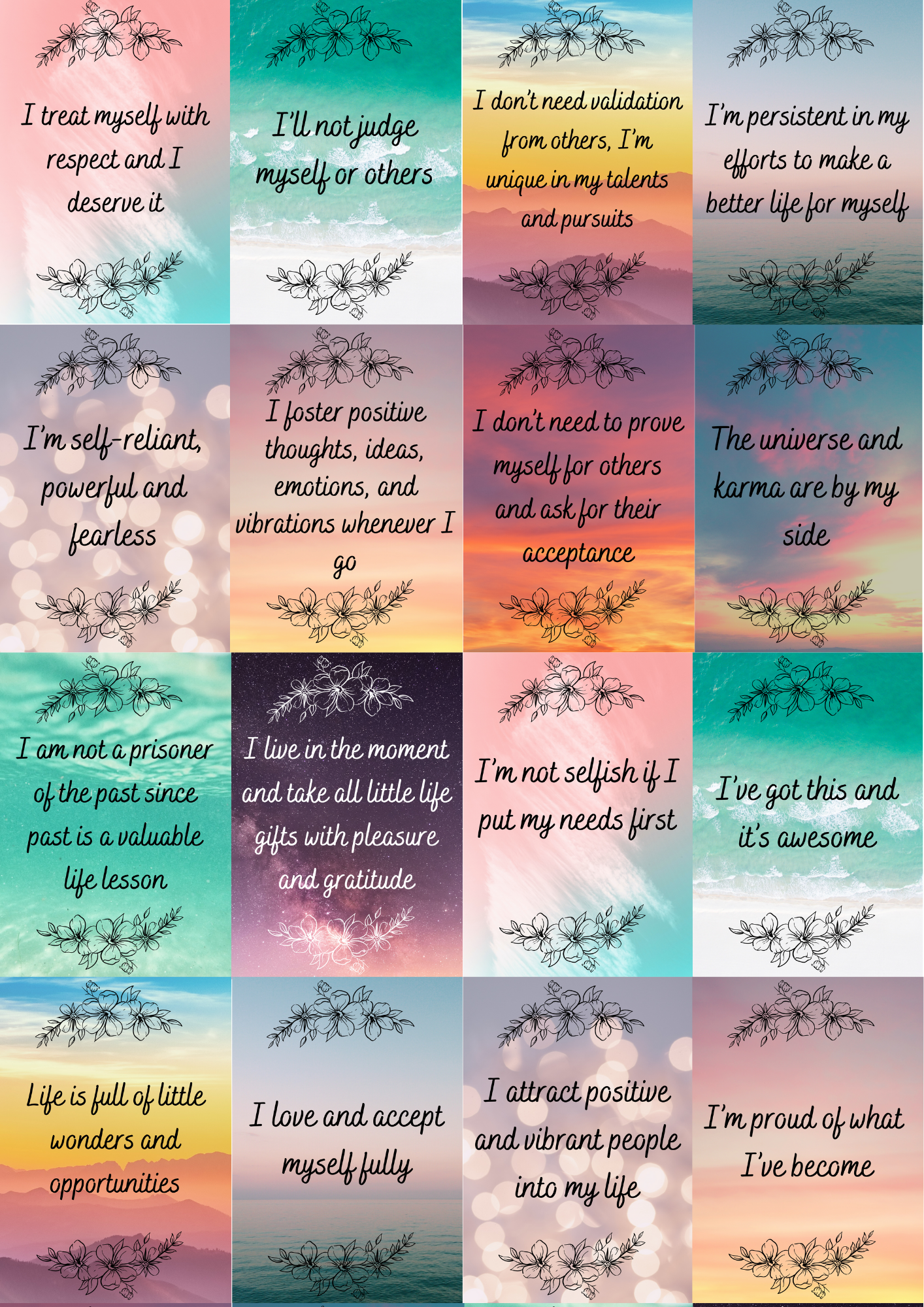 Positive Affirmation Cards Printable