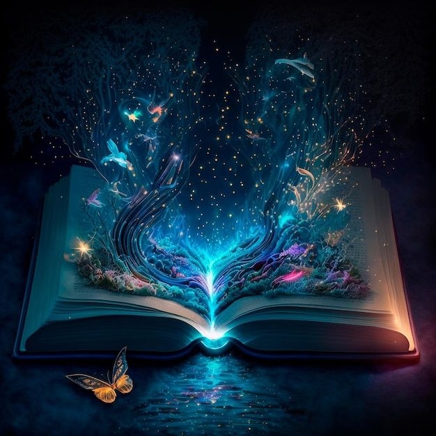 Premium Photo An Open Magic Book With Fairy Tales Magic Book 