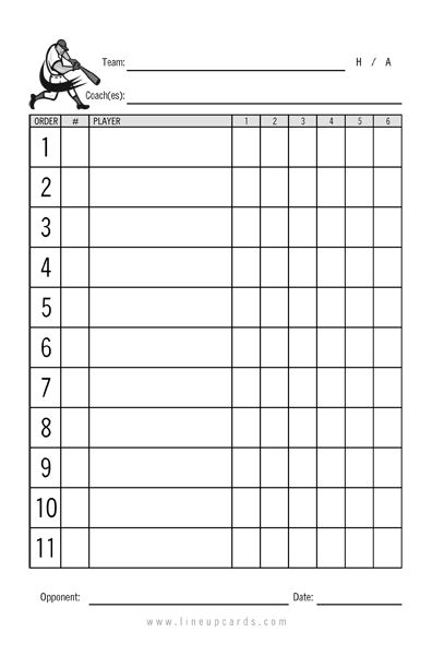 Printable Lineup Cards For Baseball Printable Lineup Cards For Baseball