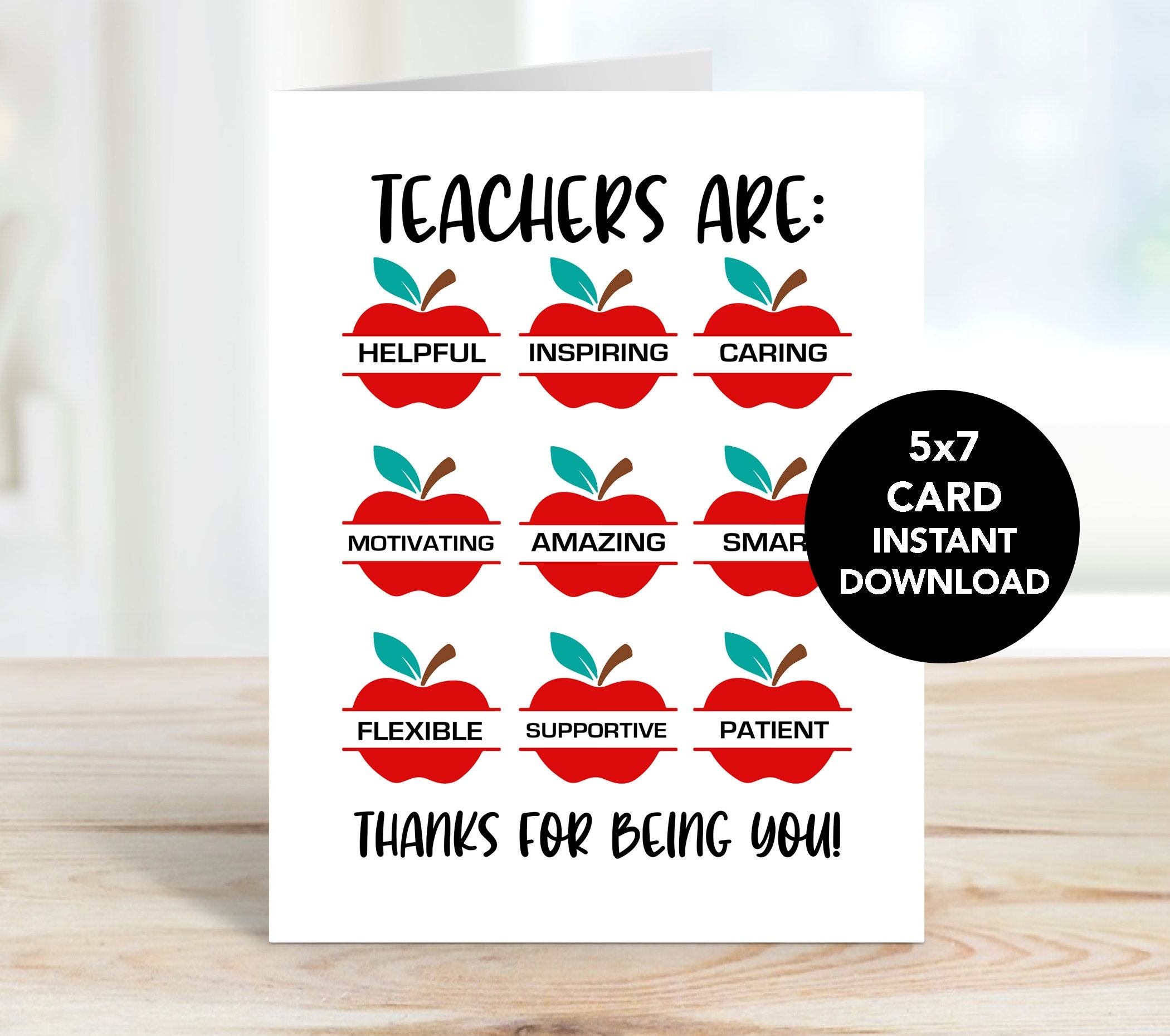 Teacher Appreciation Card Printable Teacher Appreciation Apple Thank Teacher Appreciation Card Printable Teacher Appreciation Apple Thank