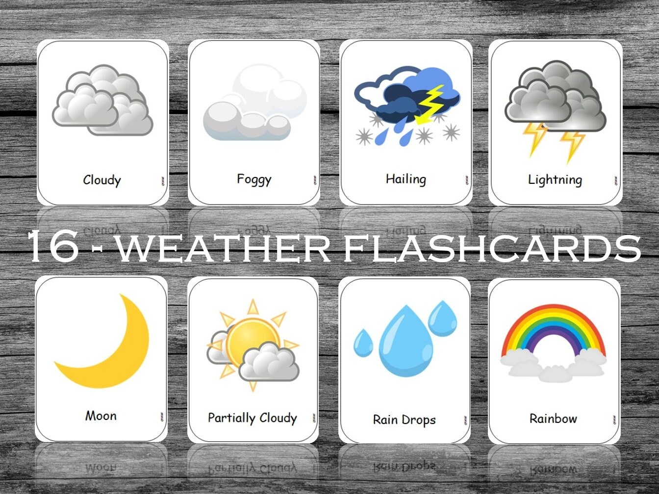 Weather Flash Cards Printable Weather Vocabulary Center Etsy Weather Flash Cards Printable Weather Vocabulary Center Etsy