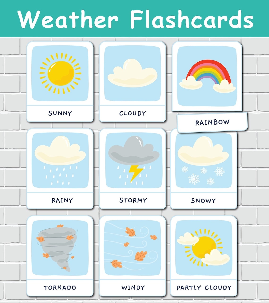 Weather Flash Cards Toddler Printable Activity Montessori Etsy Weather Flash Cards Toddler Printable Activity Montessori Etsy